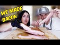 Brits try to make american homemade bacon for the first time