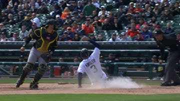 PIT@DET: Upton plates Kinsler on infield single