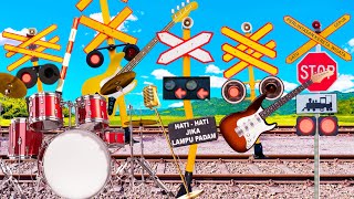 【踏切アニメ】バンドを始めたいインドネシアのふみきりカンカン😂😂😂Indonesian railroad crossings wanting to start a band!!