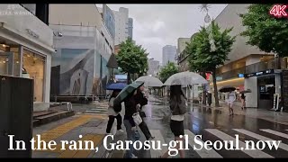 비 내리는 신사동 가로수길 4K HDRㅣASMRㅣNOISEㅣRainy Garosugil in Gangnam, Seoul