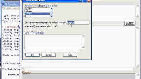 R Commander - Recode Variable