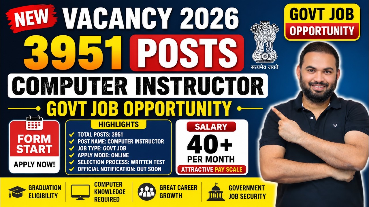 NEW Computer Instructor Vacancy 2026 | 3951 Posts | Govt Job ...