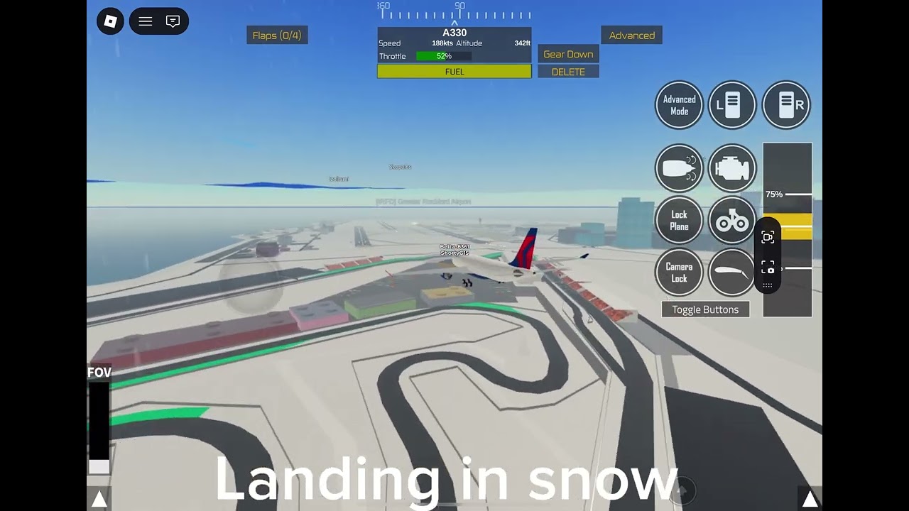 Landing in snow