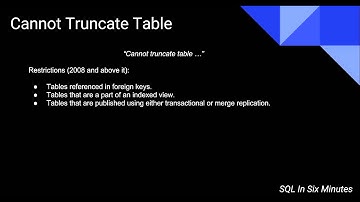 "Cannot Truncate Table ..."