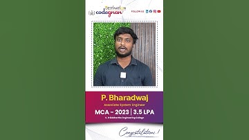 🎉 Success Story Alert! 🎓 | Bharadwaj - 3.5 LPA 🎓