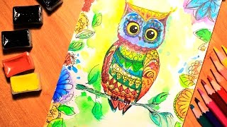 РИСУНОК СОВА / How to draw an owl / ART