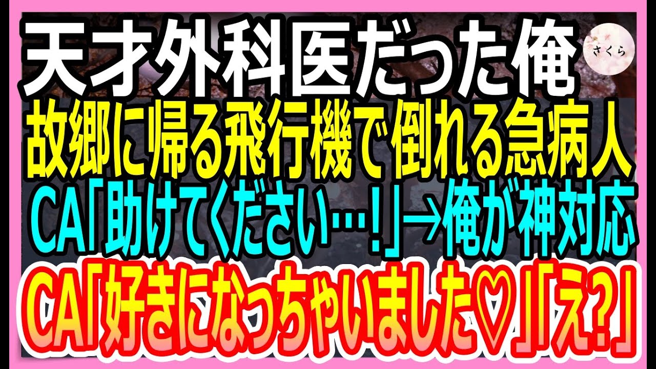 【感動する話】マンモス病院の天才外科医だったことを隠して生きる俺。故郷に帰る飛行機で、乗客が倒れると美人CA「お医者様いらっしゃいますか?!」俺が名乗り出ると衝撃の展開に【いい話・朗読・泣ける話】