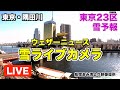 東京大雪予想　【隅田川/スカイツリー】ライブカメラ／都内の積雪状況を確認／船宿あみ清より映像提供