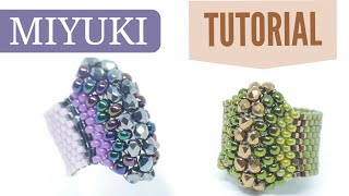 Tutorial Anillo Tortuga con cuentas Miyuki y técnica Peyote. Delicas, Rocallas y Facetadas.