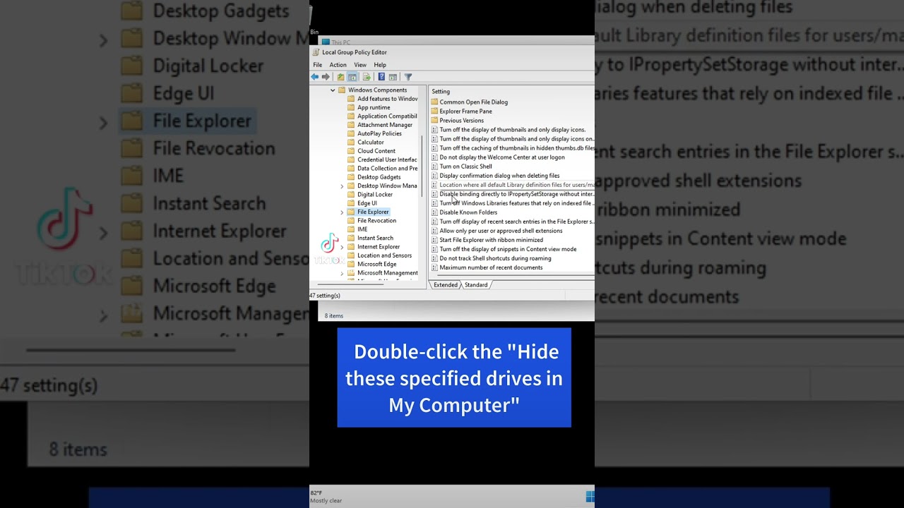 Ẩn ổ đĩa C trên windows 11- Hide a drive using Group  Policy Editor 