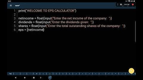 PYTHON PROJECT - EPS CALCULATOR MADE USING PYDROID 3