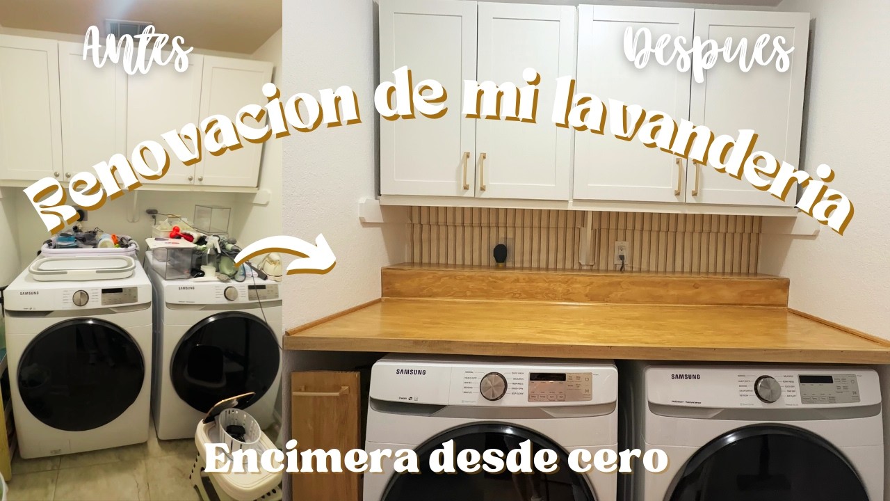 MAKEOVER! ✨ Renovación de mi lavandería 🧺 encimera desde cero 🎀