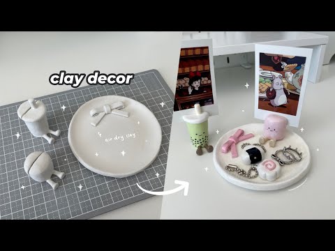 making air dry clay decor (for beginners, cute diy) thumbnail