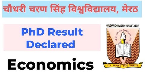 PhD Result Declared II CCS University, Meerut II Economics II Chaudhary Charan Singh University II