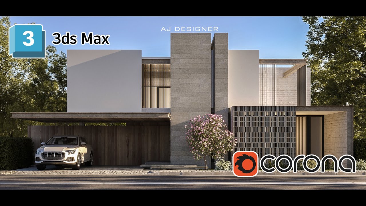 Villa Elevation in 3Ds max Corona Render|| Corona Renderer Day view ...