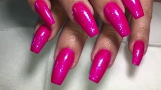 watch me work acrylic refill with loose glitter application on gel