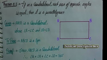 Class 9 Maths Chapter 8 Theorem 8.5