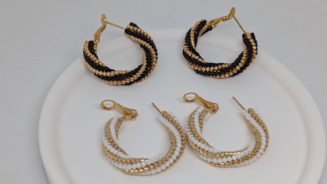 Сережки Конго в спіральній техніці плетіння 