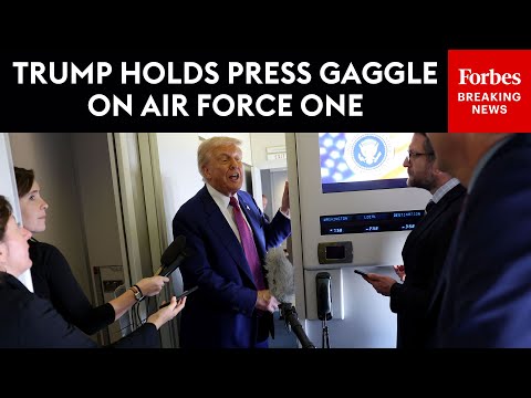 FULL AIR FORCE ONE GAGGLE: Trump Takes Reporters' Questions After Take-Off From Abu Dhabi To The US Episode cover