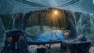 Camping in Floating Tent in Heavy Rain
