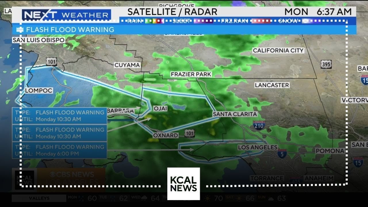 Flash flood warning issued for Los Angeles County - YouTube