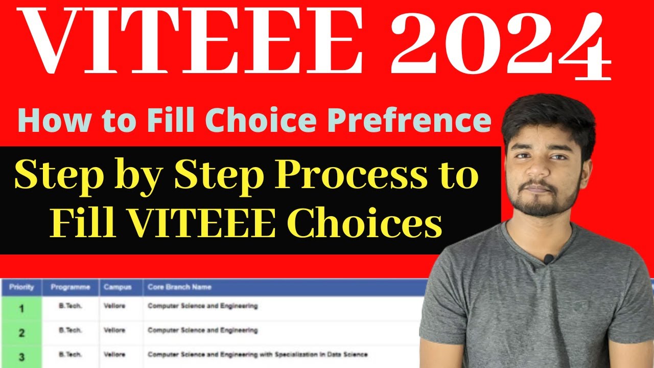 VITEEE 2024 Choice Preference - How to Do choice Filling - YouTube