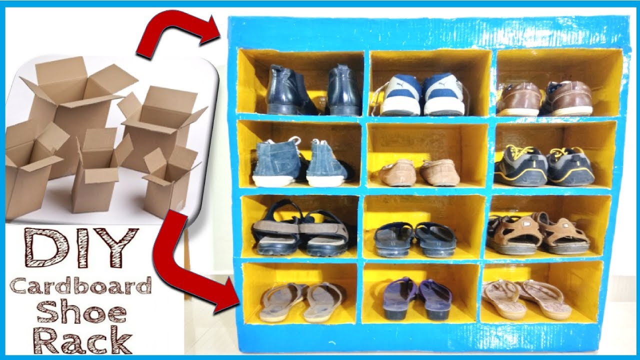 DIY: How to: Cardboard Shoe Rack / Cardboard Shoe Organizer: Wall