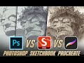 Photoshop vs Sketchbook vs Procreate (How I use them all together)