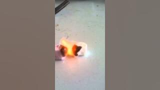 Marshmallow Burning. Slow Motion.