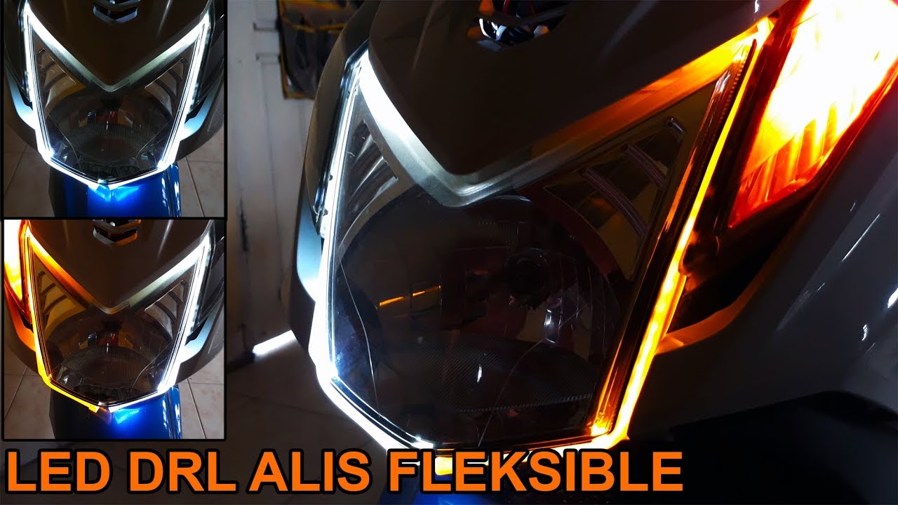 Cara Pasang LED DRL Alis Fleksible Anti Air Di Motor 2 Mode DRL Dan Sein Running YouTube