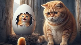 Fat Orange Cat's Hatching Adventure🐈fat cats #video #cute #cat #story