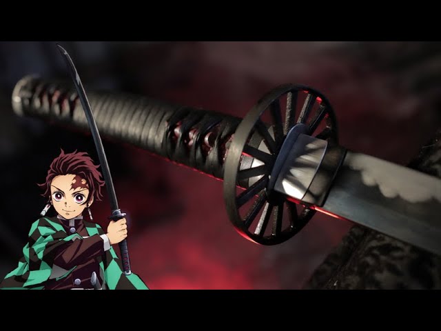 Katana de tanjiro en bois dans demon slayer