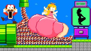 Super Mario Bros. but Mario and 9999 Tiny Mario guide giant BUTT Peach to SKINNY | Game Animation