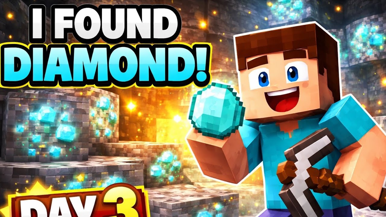 Obtaining my first diamond in my Minecraft Survival world episode 3 ...
