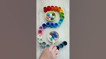 Reverse Color Sorting Wooden Balls Relaxing ASMR #shorts #marblemeg #asmr