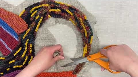 Finishing a Shaped Hooked Rug - Abstract Wide Cut Rug Hooking Fiber Art
