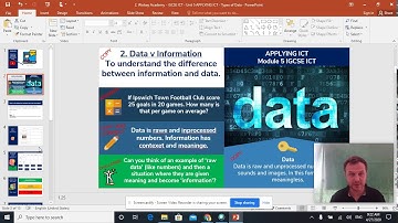 IGCSE ICT Unit 5 - Lesson 2 - Types of Data