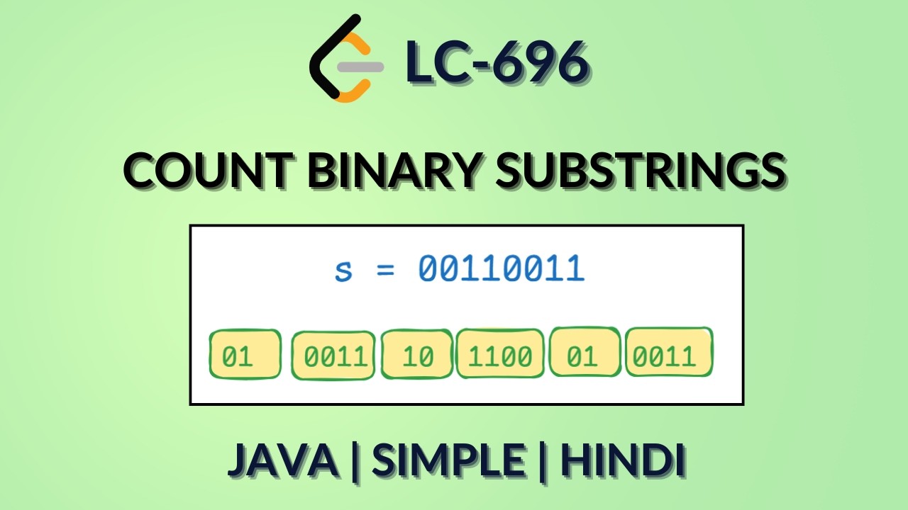 Count Binary Substrings | Leetcode 696 | Java Hindi - YouTube