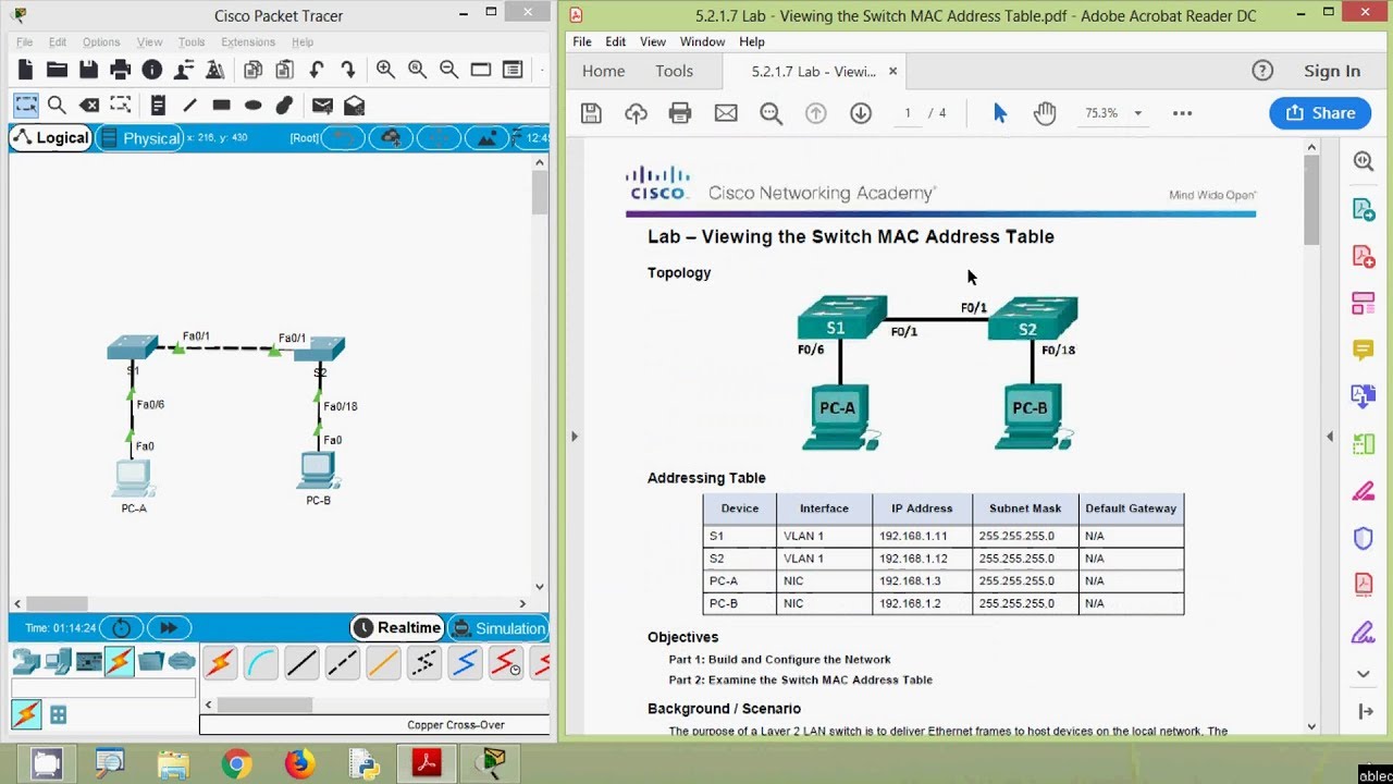 5 2 1 7 Lab Viewing The Switch Mac Address Table Youtube