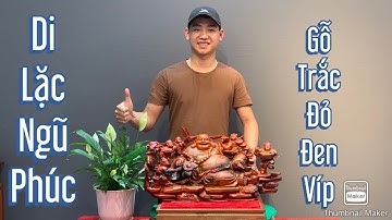 Di lặc ngũ phúc gỗ trắc đỏ đen liền khối - TƯỢNG GỖ NGUYỄN HỒNG 0789336318