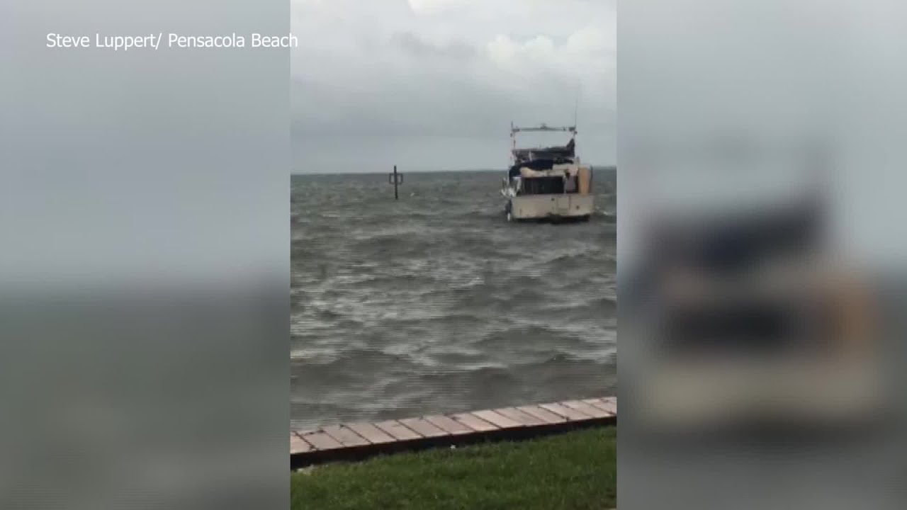Hurricane Ida Boat sinks Pensacola Beach YouTube