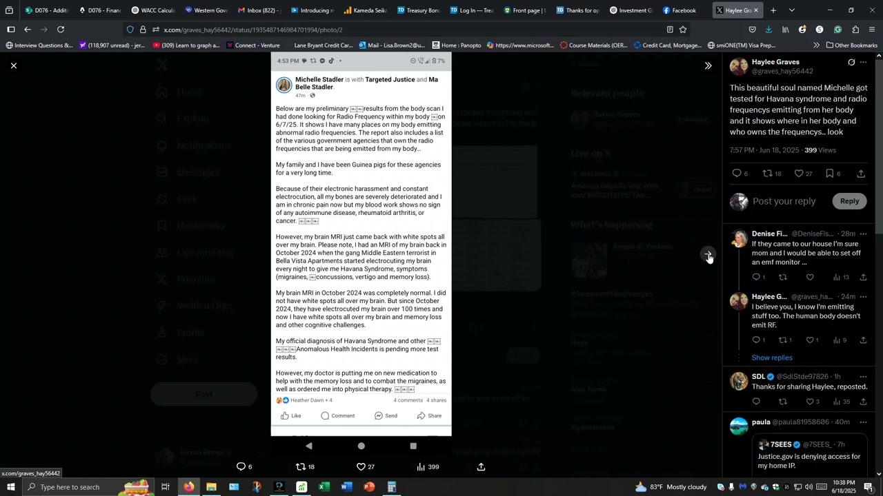 Haylee Graves Targeted Individual Radio Frequency Specialist