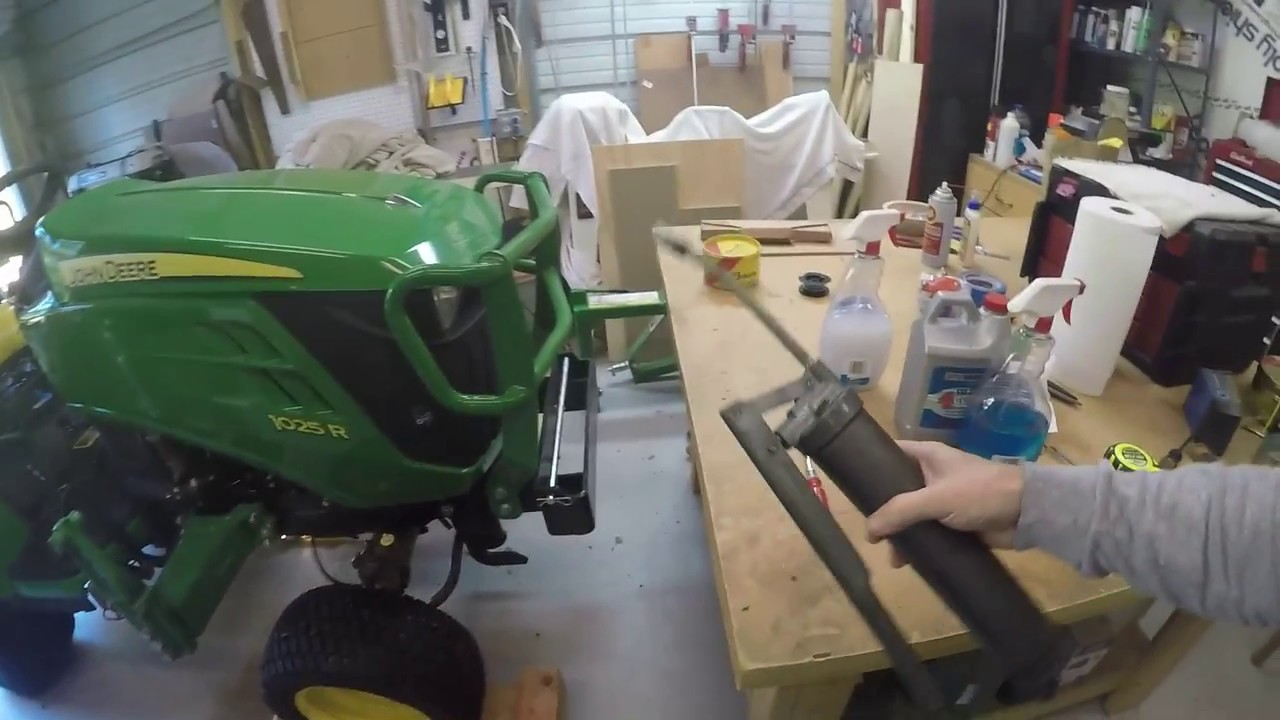 J. Deere 1025r. Get that hidden grease zerk on your drive shaft. YouTube