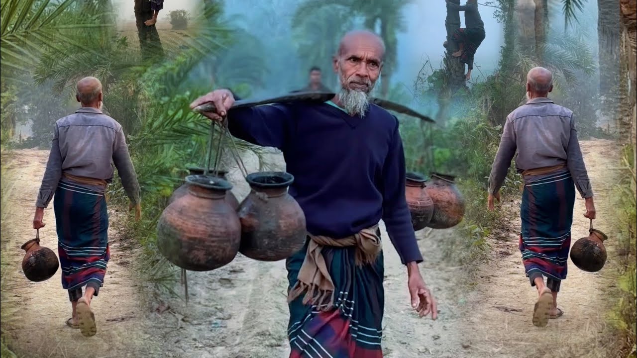 যশোরের খেজুর গাছের রাজ্য থেকে খেজুরের রস সংগ্রহ 