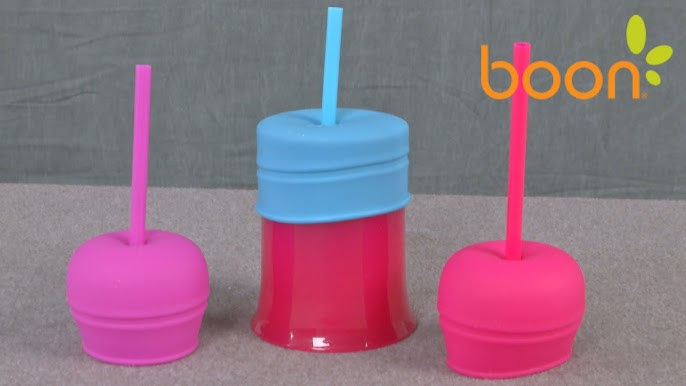 Boon Snug Straw Universal Silicone Sippy Lids 3 Pack Pink