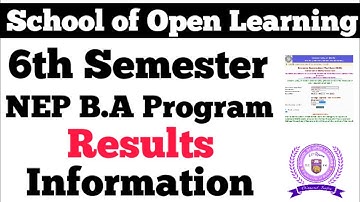 DU SOL 6th Semester NEP Results Information May-June 2025 Exam