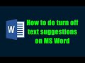 How to turn off text suggestions/ disable dictionary on MS Word