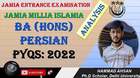 BA (HONS) PERSIAN | ENTRANCE PAPER | 2022 PYQS | ANALYSIS | ANSWER KEY | CUT-OFF