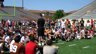 Mack Brown talking to the kids Information