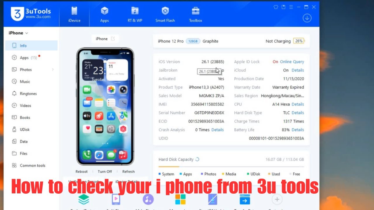 how-to-check-your-i-phone-from-3u-tools-youtube
